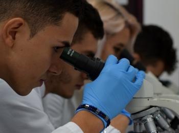 Investigadores con microscopios