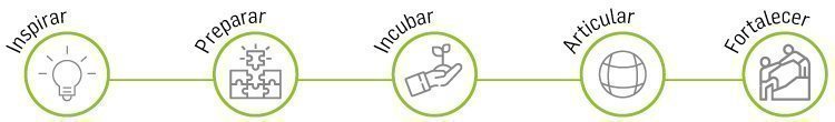 Nustro proceso incluye inspirar, preparar, incubar, articular, fortalecer