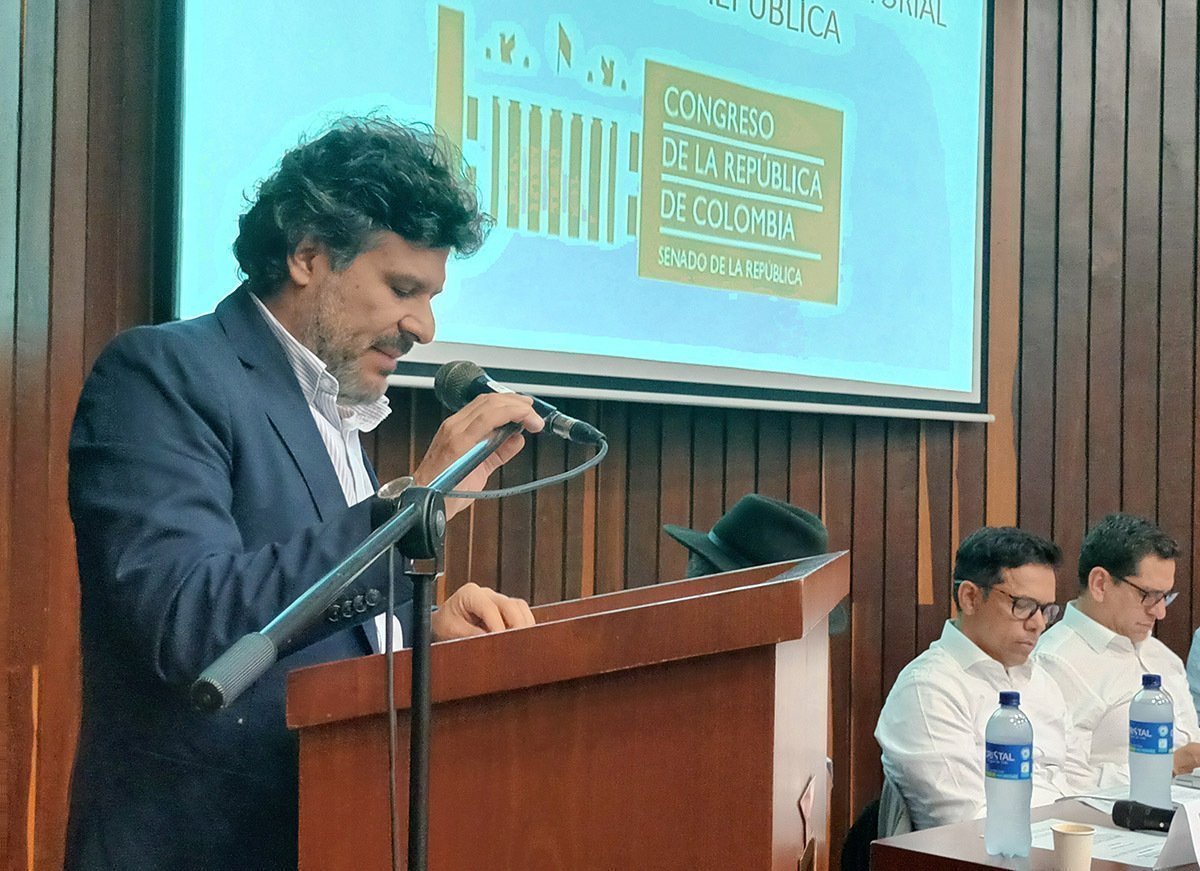 Freddy Orlando Santamaría, director de la Facultad de Ciencias Políticas de la UPB, durante su intervención ante la Comisión de Ordenamiento Territorial del Senado