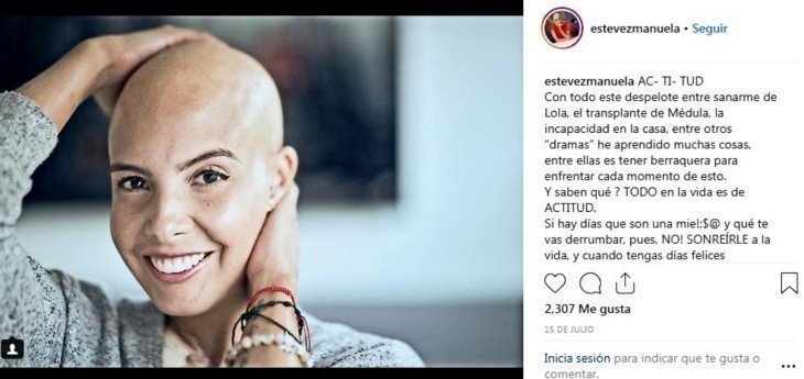 Sus seguidores en redes sociales han sido testigos de la transformación de Manuela. Foto tomada de Instagram @estevezmanuela. 2018