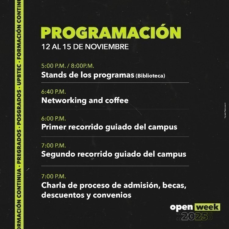 Pieza gráfica programación Open Week 